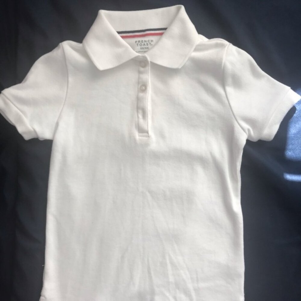 French Toast Girls White Uniform Polo Shirt | Short Sleeve School Top 3-Button